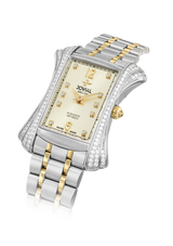 Luxury watch with gold and silver design on a white background