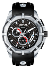 Chrono JOVIAL Watch 12004GRLQ13 Gents Silver (Black) 46mm Rubber