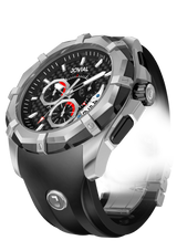 Chrono JOVIAL Watch 12004GRLQ13 Gents Silver (Black) 46mm Rubber