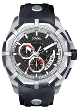 Chrono JOVIAL Watch 12006GSRC13D Gents Silver (Black) 46mm Rubber