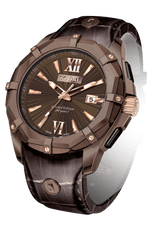 Chrono JOVIAL Watch 12017 GCLQ 40 Gents Rose Gold (Brown) 46mm Genuine Leather