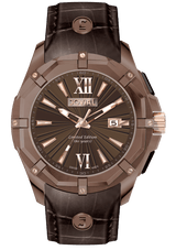 Chrono JOVIAL Watch 12017 GCLQ 40 Gents Rose Gold (Brown) 46mm Genuine Leather