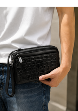 JOVIAL BLACK CROC POUCH