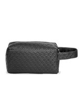 BLACK SIGNATURE J- EMBOSSED LEATHER TRAVEL POUCH
