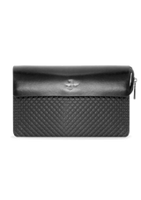 BLACK EMBOSSED FOLIO POUCH