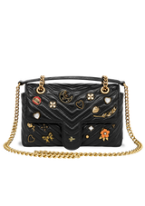 Black Chevron Embellished Handbag