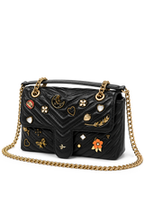 Black Chevron Embellished Handbag