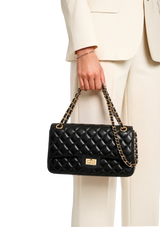 Quilted Flap Bag in Black