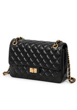 Quilted Flap Bag in Black