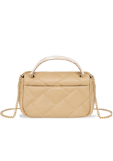 Beige Quilted Structured Handbag